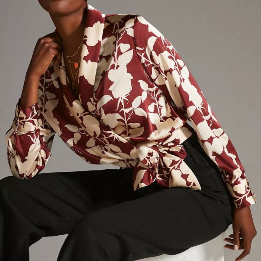 Hutch Anthropologie Floral Nyla Wrap Blouse | S
